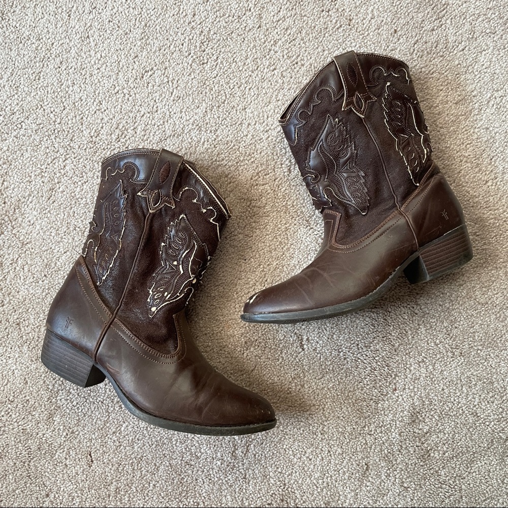 Frye Western Perforated Ankle High Boots - Picture 6 of 11